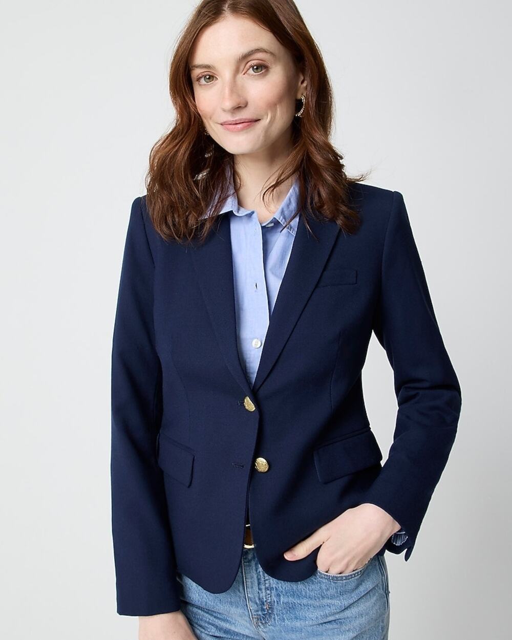 J. Crew Women's Original Schoolboy Blazer Coat Long Sleeves Navy Size 0P NWT